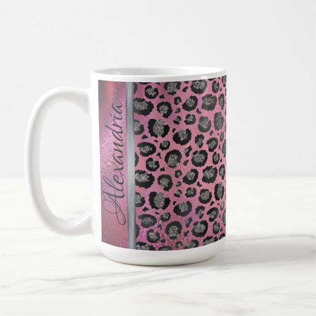 Taza De Café Impresión de leopardo Purpurinoso en rosa brillant (Izquierda)