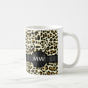 Taza De Café Impresión de monograma y leopardo