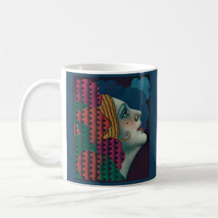 Taza De Café impresión de mujer art déco circa 1930