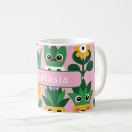Taza De Café Impresión de planta en maceta personalizable linda