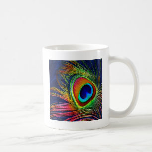 Taza De Café Impresión de pluma de pavo real colorida