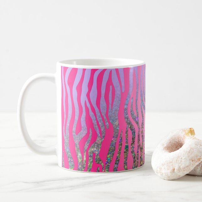 Taza De Café Impresión de tigre rosa de medio Purpurina (Con donut)