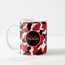 Taza De Café Impresión de vaca negra roja monograma