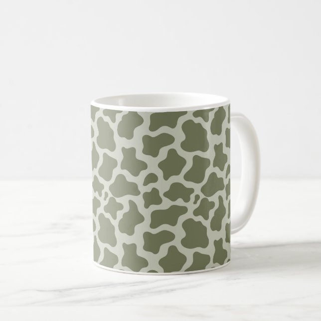 Taza De Café Impresión de vaca verde sabio (Anverso derecho)