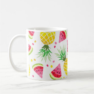Taza De Café Impresión de verano de piña de sandía sin foco