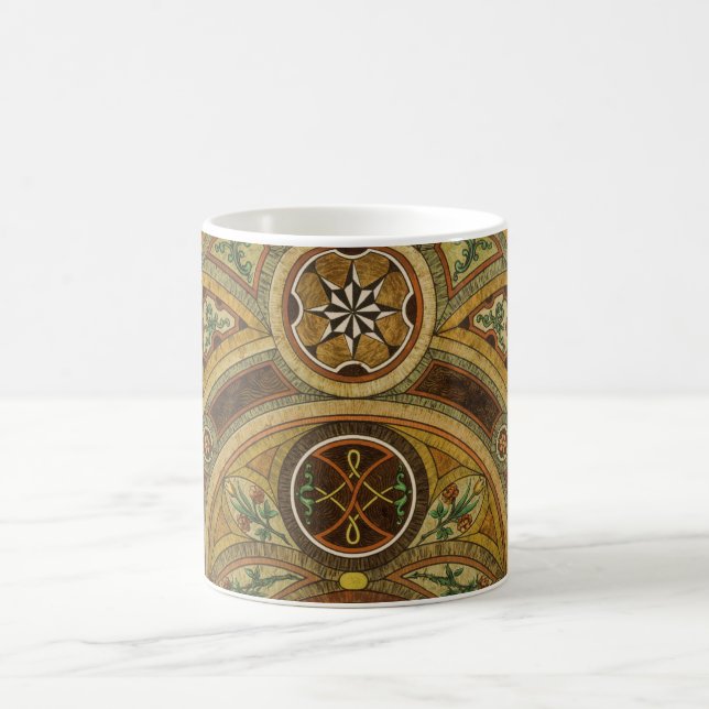 Taza De Café Impresión decorativa de madera antigua (Centro)