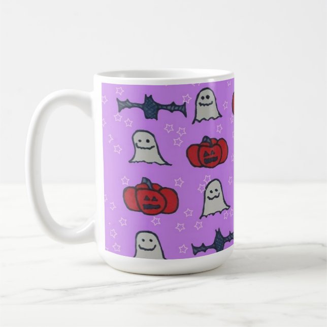 Taza De Café Impresión divertida Purple Halloween (Izquierda)
