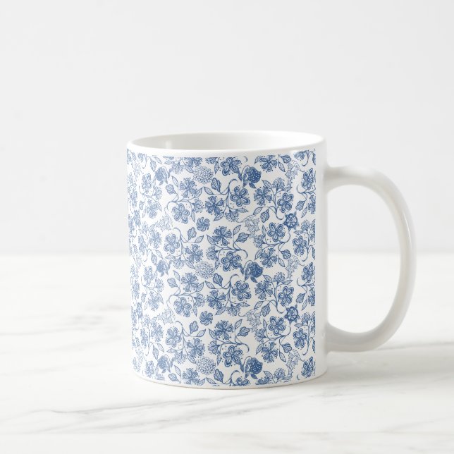 Taza De Café Impresión floral étnica bonita del azul añil y (Derecha)