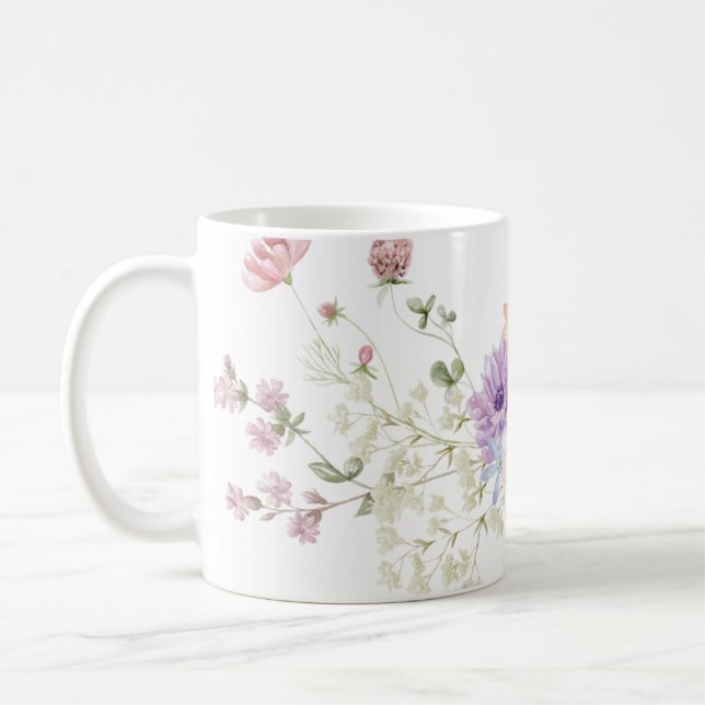 Taza De Café Impresión floral ilustrada a mano (Izquierda)