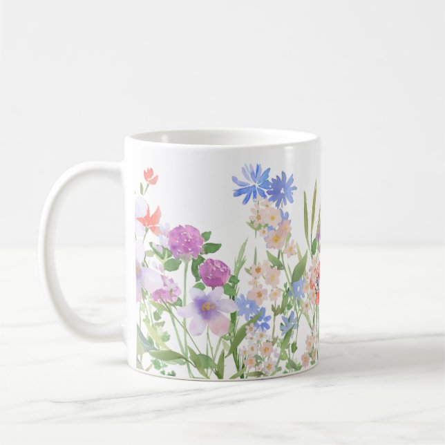 Taza De Café Impresión floral ilustrada a mano (Izquierda)
