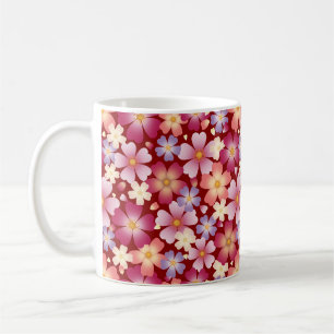 Taza De Café Impresión floral ondulada ondulada (roja)