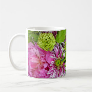 Taza De Café Impresión floral rosa y verde
