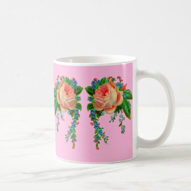 Taza De Café Impresión floral victoriana (Derecha)