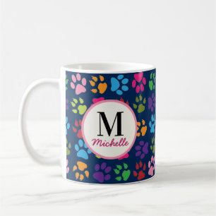 Taza De Café Impresión graciosa de Mascota sobre marina monogra