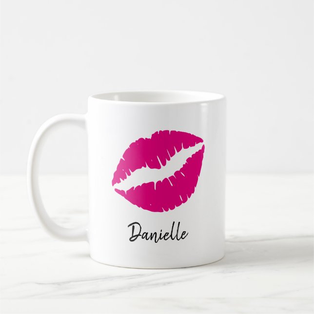 Taza De Café Impresión personalizada de Beso de lápiz labial ro (Izquierda)