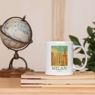 Taza De Café Impresión retro de viaje de la Vieja Milán Italia