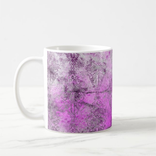 Taza De Café Impresión rosa de Damasco abstracto (Izquierda)