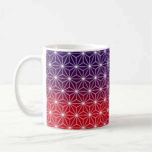 Taza De Café Impresión tradicional japonesa Asanoha Roja y Pú
