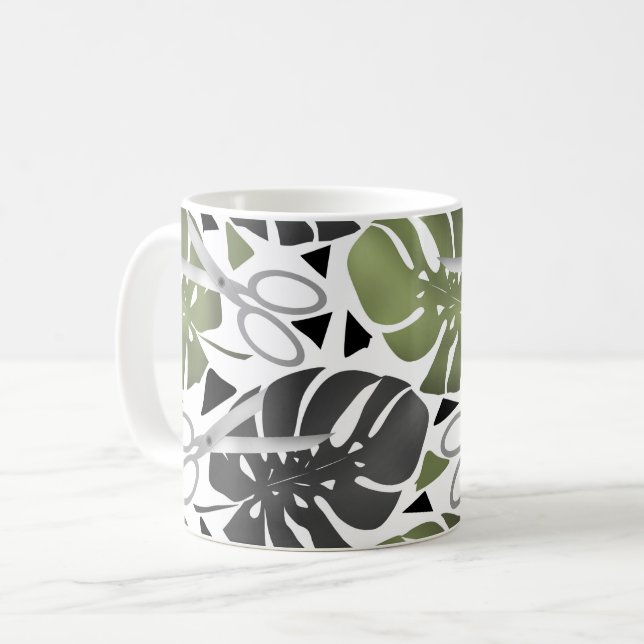 Taza De Café Impresión tropical de monstera hojas tijeras jungl (Anverso izquierdo)