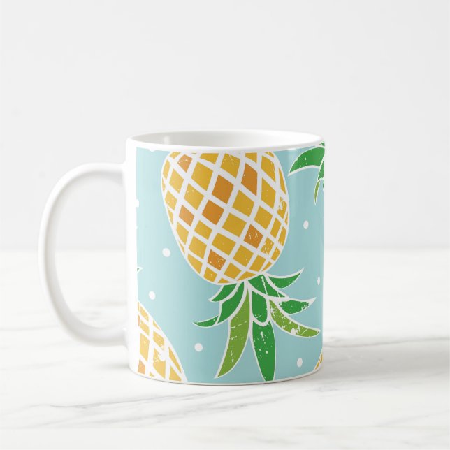 Taza De Café Impresión tropical de patrón de piña sin soldadura (Izquierda)