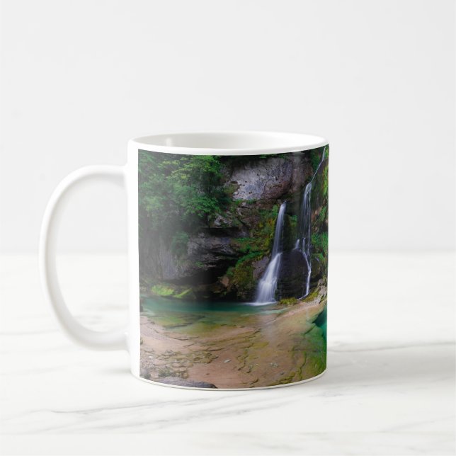 Taza De Café Impresionante cascada Virje, Poster de Eslovenia (Izquierda)