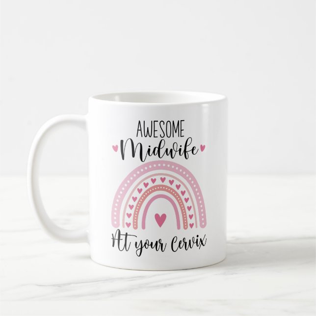 Taza De Café Impresionante Comadrona En Su Regalo De Cervix Par (Izquierda)