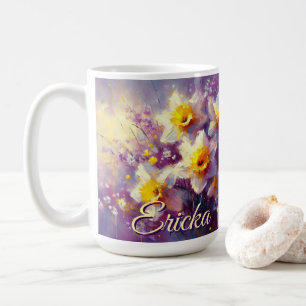 Taza De Café Impresionante Daffodil Floral Purple personalizado