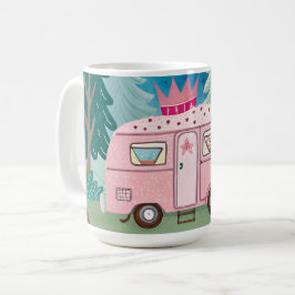 Taza De Café Impresionante escena de Van Camping de Camper Rosa