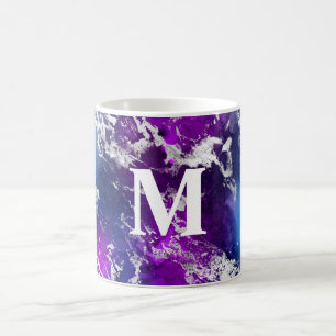 Taza De Café Impresionante Galaxia de Mármol Azul, Rosa y Plata