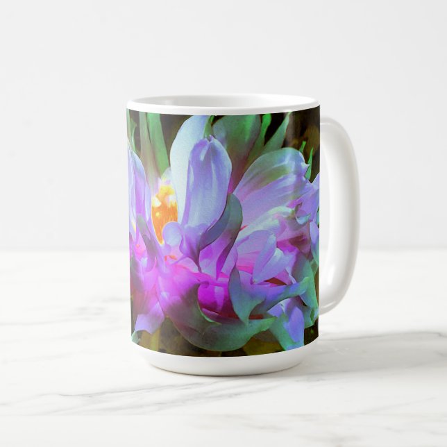 Taza De Café Impresionante Magenta y Cactus Verde Lime Dahlia (Anverso derecho)