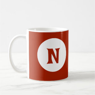Taza De Café Impresionante Monograma rojo oscuro inicial