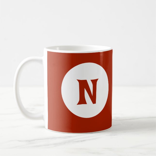Taza De Café Impresionante Monograma rojo oscuro inicial (Izquierda)