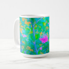 Taza De Café Impresionante paisaje azul con flor rosa