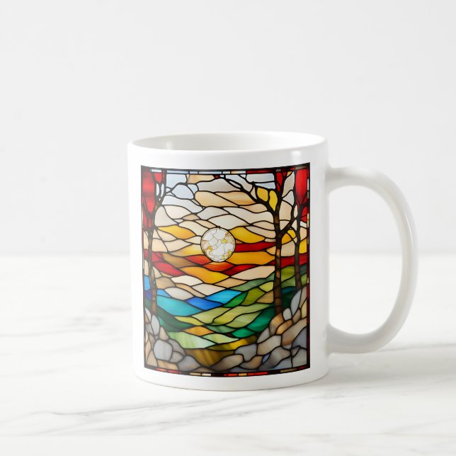 Taza De Café Impresionante paisaje de atardecer de vidrio manch (Derecha)