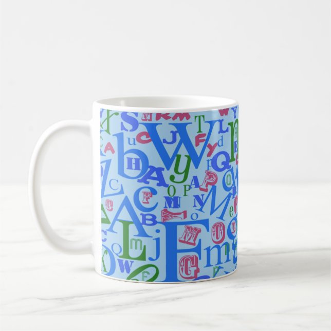 Taza De Café Impresionante patrón de letras azules (Izquierda)