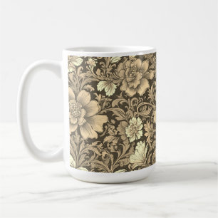 Taza De Café Impresionante patrón floral sepia vintage