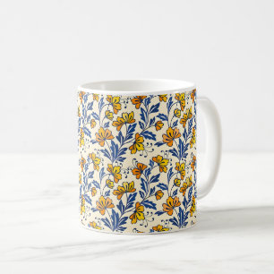 Taza De Café Impresionante patrón sin fisuras de flores y hojas
