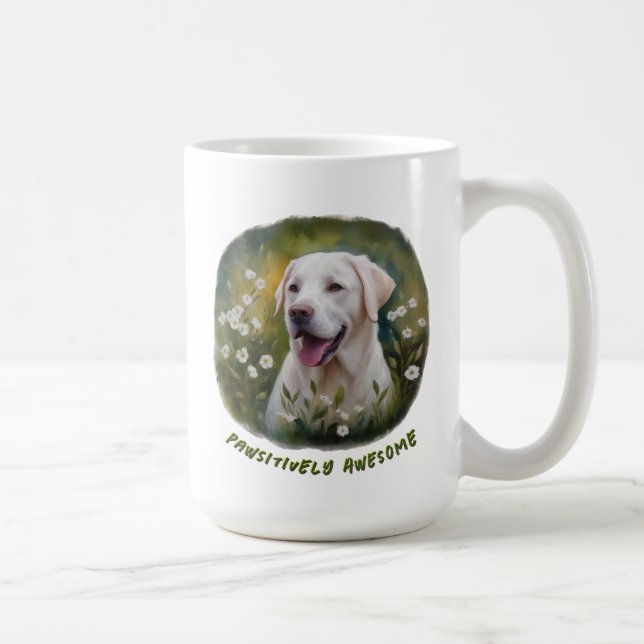Taza De Café Impresionante peluca blanca de labrador (Derecha)