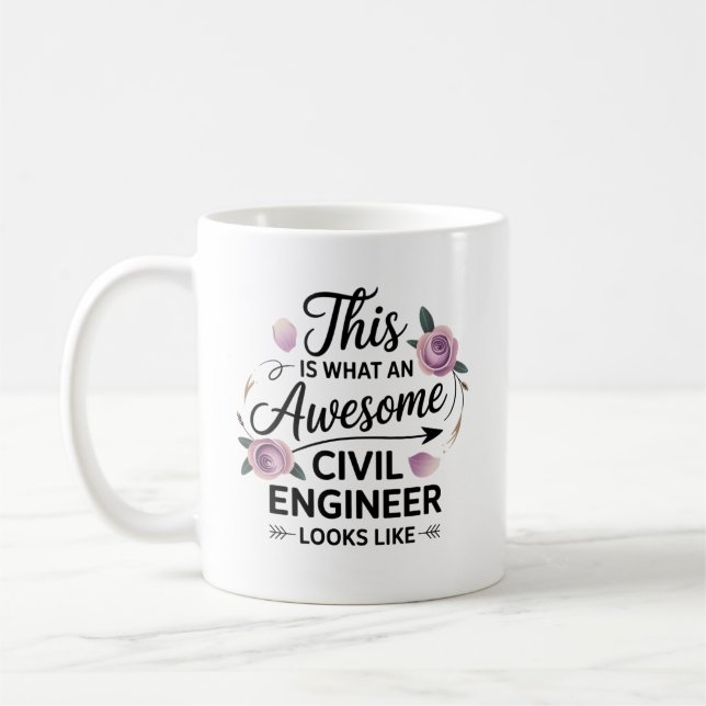 Taza De Café Impresionante regalo de ingeniero civil para mujer (Izquierda)