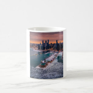 Taza De Café Impresionante vista aérea invernal del horizonte d