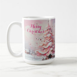 Taza De Café Impresionante y caprichoso árbol de Navidad rosa