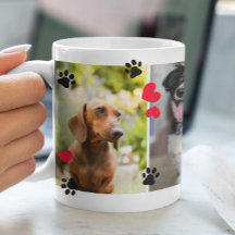 Impresiones Cute Paw y corazones rojos Cuatro foto