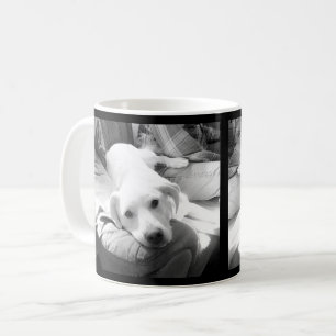 Taza De Café Impresiones en blanco y negro de perro con cachorr