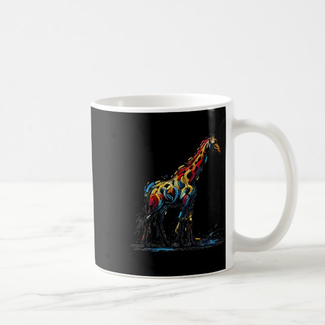 Taza De Café Impresionismo colorido estilo Ganadería Giraffe (Derecha)