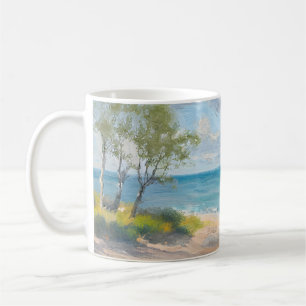 Taza De Café Impresionista Arte de Playa Mañana Costera Serena