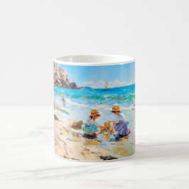 Taza De Café Impresionista de playa – Niños junto al mar Arte