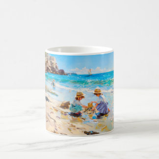 Taza De Café Impressionist Beach Play – Children by the Sea Art