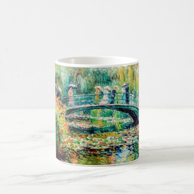 Taza De Café Impressionist Garden Art Mug Bridge Over Pond (Centro)