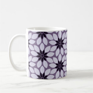 Taza De Café Imprimir en bloque flores de mosaico púrpura