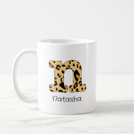Taza De Café Imprimir Leopardo inicial en minúsculas y nombre